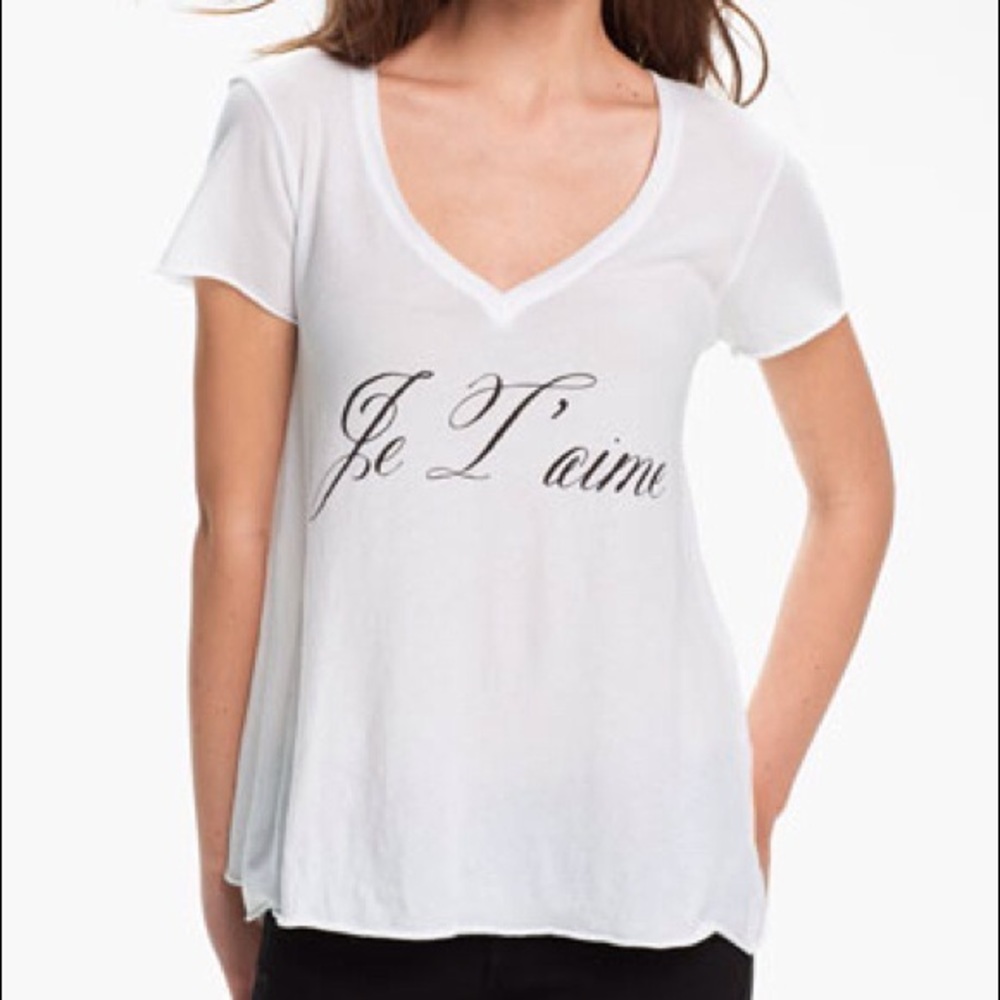 RARE Y2K Wildfox Je T’aime White V-Neck Tee